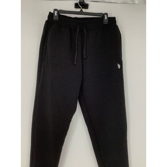 U.S. Polo Assn. Mens Medium Black Fleece Jogger Pants Drawstring Lounge I24-20 - Picture 6 of 8